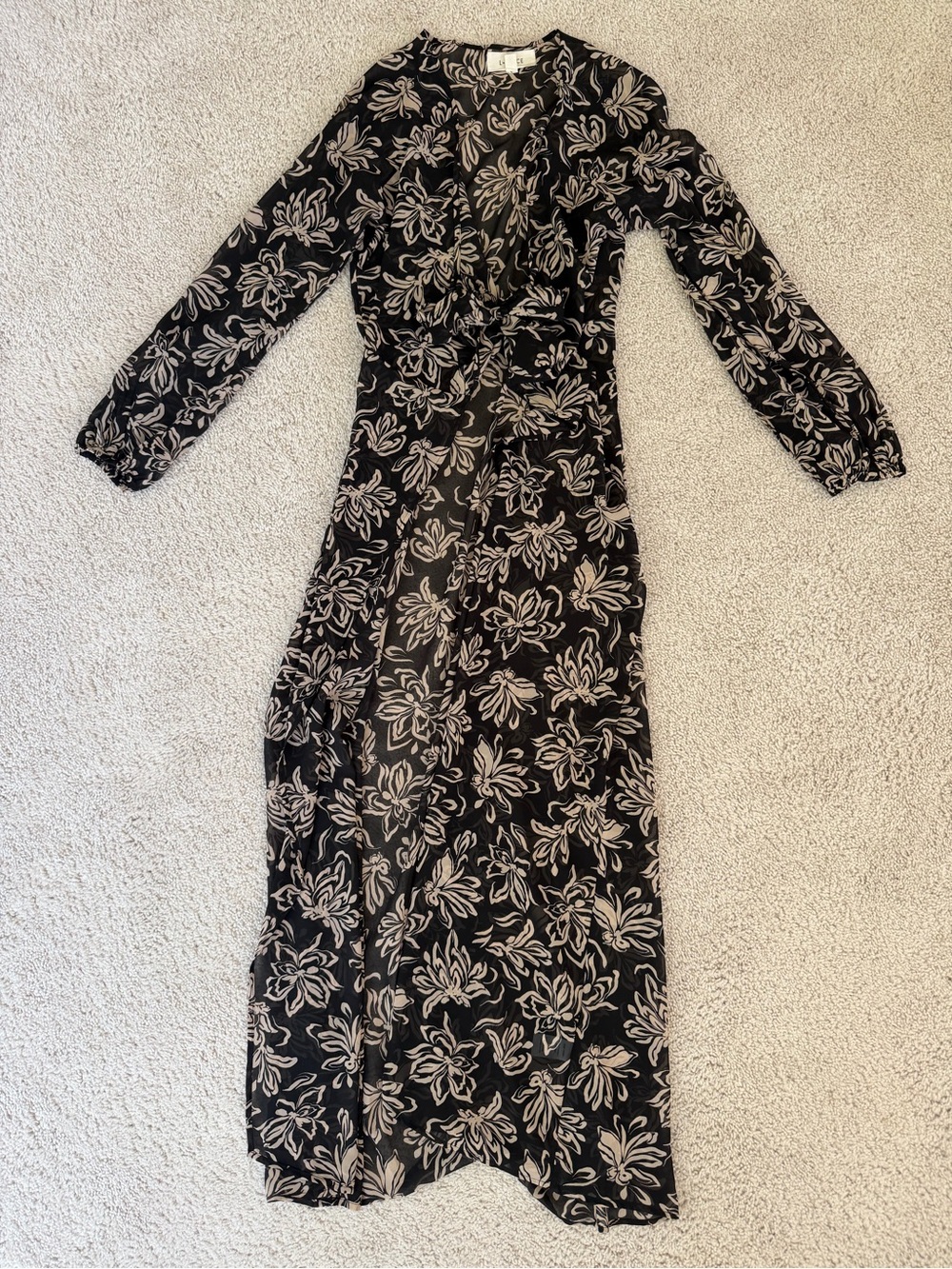 L SPACE black floral tie front swim cover 
Up